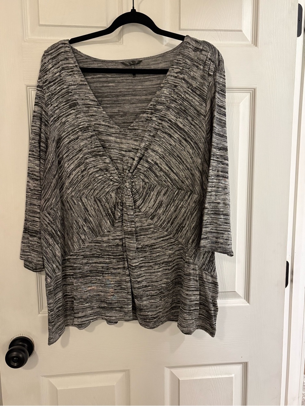Women's Gray Twist-Front V-Neck Top
